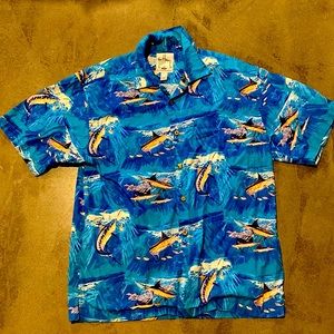 Guy Harvey aftco Bluewater Wear Hawaiian marlin shirt Great condition size M